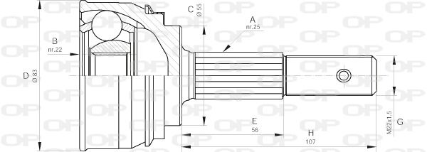 OPEN PARTS Шарнирный комплект, приводной вал CVJ5163.10